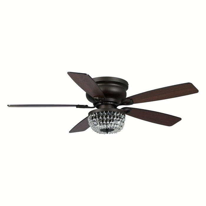 48 in. Modern Flush Mount Ceiling Fan with Light Kit Remote, 5-Blade Ceiling Fan with Crystal Shade-Bronze-ErisView