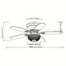 48 in. Modern Flush Mount Ceiling Fan with Light Kit Remote, 5-Blade Ceiling Fan with Crystal Shade-ErisView