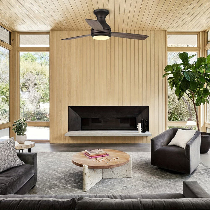 48 in. Modern LED Flush Mount Ceiling Fan with Remote, 3-Blade Reversible Ceiling Fan-ErisView