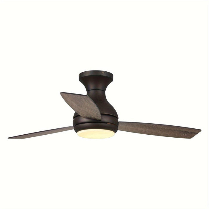 48 in. Modern LED Flush Mount Ceiling Fan with Remote, 3-Blade Reversible Ceiling Fan-ErisView