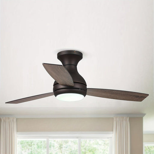 48 in. Modern LED Flush Mount Ceiling Fan with Remote, 3-Blade Reversible Ceiling Fan-ErisView