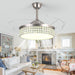 48 in. Modern Low Profile Bladeless Ceiling Fan with Remote, Retractable Blade Ceiling Fan with Light, Smart LED Ceiling Fan for Patio Living Room Bedroom-3-ErisView