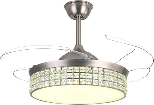 48 in. Modern Low Profile Bladeless Ceiling Fan with Remote, Retractable Blade Ceiling Fan with Light, Smart LED Ceiling Fan for Patio Living Room Bedroom-1-ErisView