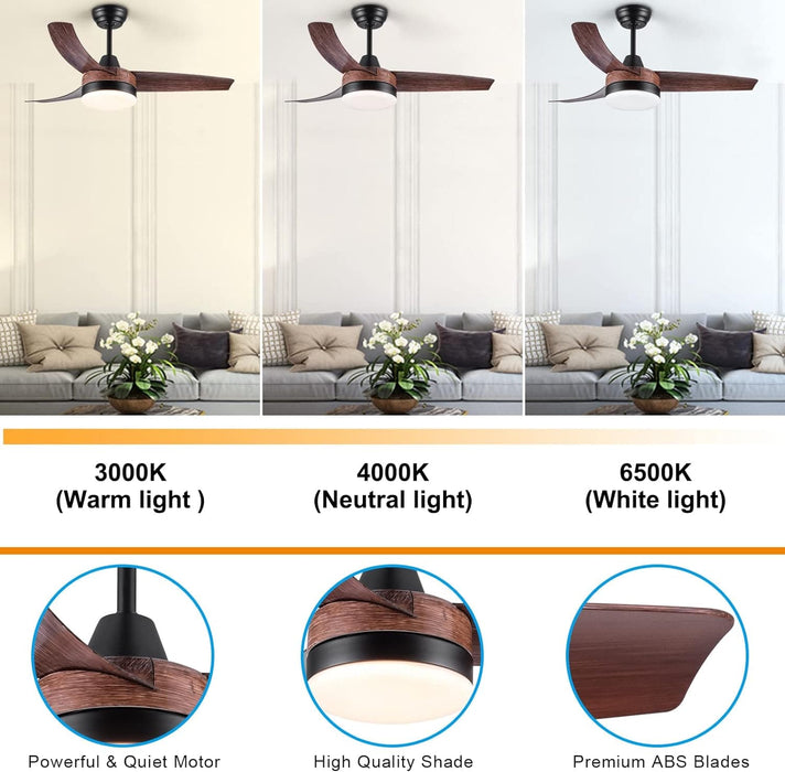 48 in. Modern White Ceiling Fan with Lights Remote, Reversible Dimmable Quiet Ceiling Fans for Bedroom Living Room Dining Room Patio-12-ErisView