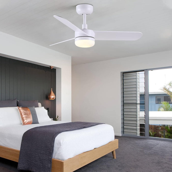 48 in. Modern White Ceiling Fan with Lights Remote, Reversible Dimmable Quiet Ceiling Fans for Bedroom Living Room Dining Room Patio-23-ErisView