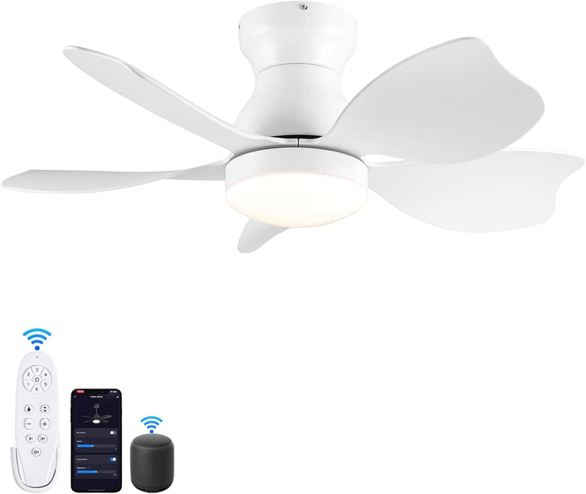 48 in. Modern White Ceiling Fan with Lights Remote, Reversible Dimmable Quiet Ceiling Fans for Bedroom Living Room Dining Room Patio-25-ErisView
