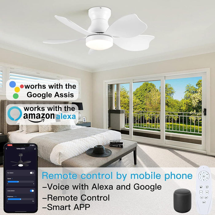 48 in. Modern White Ceiling Fan with Lights Remote, Reversible Dimmable Quiet Ceiling Fans for Bedroom Living Room Dining Room Patio-26-ErisView
