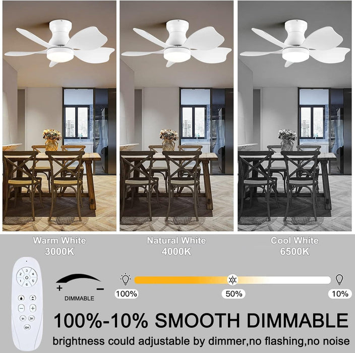 48 in. Modern White Ceiling Fan with Lights Remote, Reversible Dimmable Quiet Ceiling Fans for Bedroom Living Room Dining Room Patio-28-ErisView