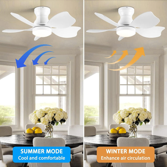 48 in. Modern White Ceiling Fan with Lights Remote, Reversible Dimmable Quiet Ceiling Fans for Bedroom Living Room Dining Room Patio-29-ErisView