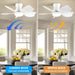 48 in. Modern White Ceiling Fan with Lights Remote, Reversible Dimmable Quiet Ceiling Fans for Bedroom Living Room Dining Room Patio-29-ErisView