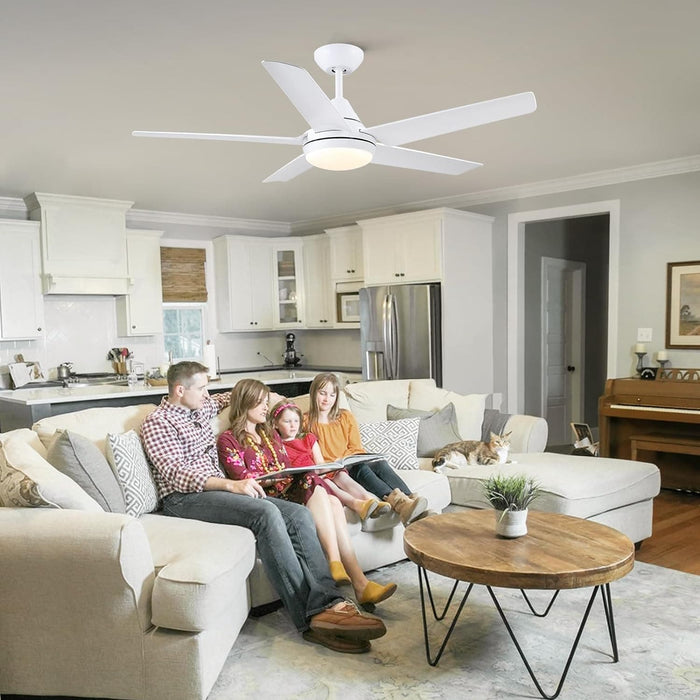 48 in. Modern White Ceiling Fan with Lights Remote, Reversible Dimmable Quiet Ceiling Fans for Bedroom Living Room Dining Room Patio-2-ErisView