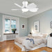 48 in. Modern White Ceiling Fan with Lights Remote, Reversible Dimmable Quiet Ceiling Fans for Bedroom Living Room Dining Room Patio-30-ErisView