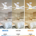 48 in. Modern White Ceiling Fan with Lights Remote, Reversible Dimmable Quiet Ceiling Fans for Bedroom Living Room Dining Room Patio-4-ErisView