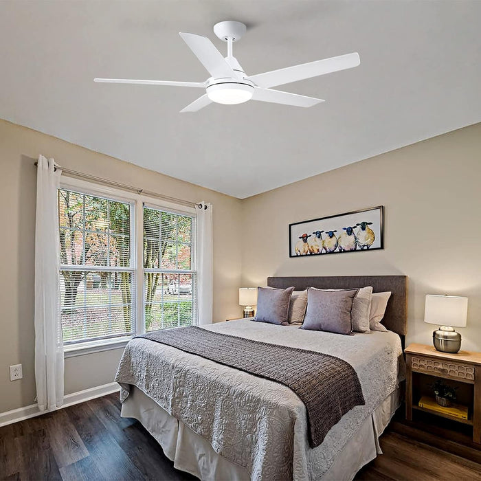 48 in. Modern White Ceiling Fan with Lights Remote, Reversible Dimmable Quiet Ceiling Fans for Bedroom Living Room Dining Room Patio-9-ErisView