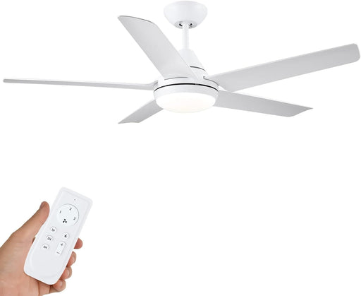 48 in. Modern White Ceiling Fan with Lights Remote, Reversible Dimmable Quiet Ceiling Fans for Bedroom Living Room Dining Room Patio-1-ErisView