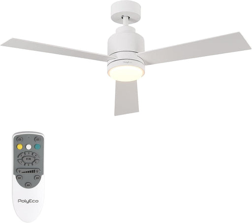 48 in. Modern White Ceiling Fan with Remote, 5 Reversible Blade Quiet Ceiling Fans, Dimmable Light and Dark Ceiling Fan for Bedroom Living Room Dining Room-1-ErisView