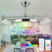 48 in. RGB Crystal Ceiling Fan with Lights and Bluetooth Speaker, Chrome Retractable Fandelier Chandelier Ceiling Fan with APP Remote Control, -1-ErisView