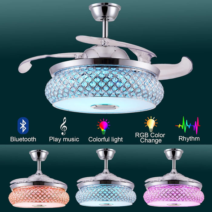 48 in. Retractable Bluetooth Ceiling Fan with Speaker and Remote APP Control, RGB Reversible Ceiling Fan, Modern Invisible Ceiling Fan-3-ErisView