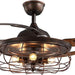 48 in. Retractable Caged Ceiling Fan with Light and Remote Control, Reverse Industrial Fandelier Chandelier for Bedroom Living Room Dining Room-7-ErisView