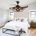 48 in. Retractable Caged Ceiling Fan with Light and Remote Control, Reverse Industrial Fandelier Chandelier for Bedroom Living Room Dining Room-9-ErisView