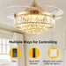 48 in. Retractable Crystal Ceiling Fan with Lights and Remote APP Control, Smart Modern Gold Ceiling Fan Chandelier for Living Room Dining Room Bedroom-2-ErisView