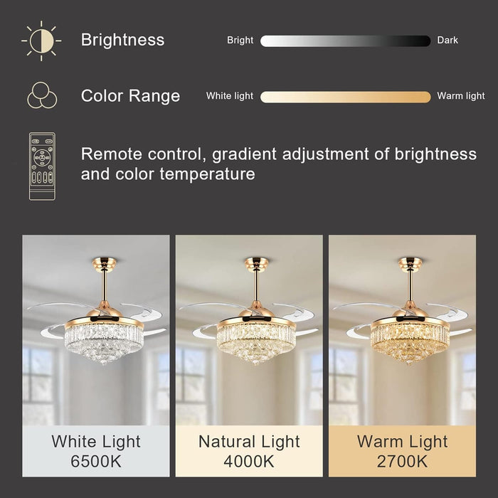 48 in. Retractable Crystal Ceiling Fan with Lights and Remote APP Control, Smart Modern Gold Ceiling Fan Chandelier for Living Room Dining Room Bedroom-3-ErisView
