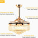48 in. Retractable Crystal Ceiling Fan with Lights and Remote APP Control, Smart Modern Gold Ceiling Fan Chandelier for Living Room Dining Room Bedroom-8-ErisView