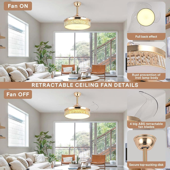 48 in. Retractable Modern Remote Control Ceiling Fan and Light, Quiet Reversible Ceiling Fan Winter Summer for Bedroom Living Room Dining Room-7-ErisView