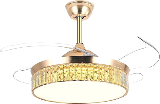 48 in. Retractable Modern Remote Control Ceiling Fan and Light, Quiet Reversible Ceiling Fan Winter Summer for Bedroom Living Room Dining Room-1-ErisView
