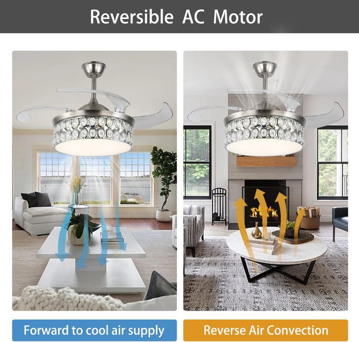 48 in. Smart Modern Bladeless Ceiling Fan, Reversible Quiet Remote Control Ceiling Fan and Light, Bedroom Ceiling Fans, Living Room Fan-4-ErisView