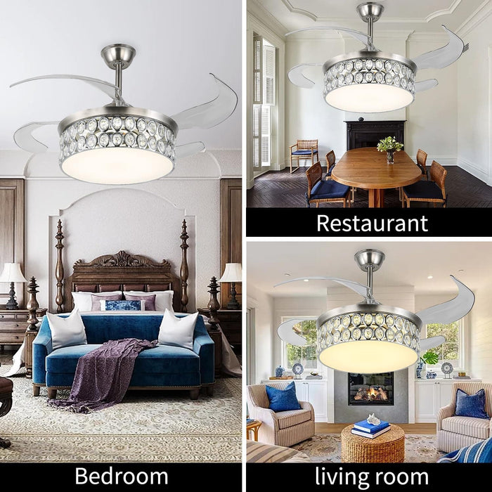 48 in. Smart Modern Bladeless Ceiling Fan, Reversible Quiet Remote Control Ceiling Fan and Light, Bedroom Ceiling Fans, Living Room Fan-6-ErisView
