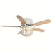 48 in. White Farmhouse 5-Blade Flush Mount Ceiling Fan with Light Kit and Remote Control, Reversible Ceiling Fan with Wooden Beads-ErisView