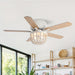 48 in. White Farmhouse 5-Blade Flush Mount Ceiling Fan with Light Kit and Remote Control, Reversible Ceiling Fan with Wooden Beads-ErisView