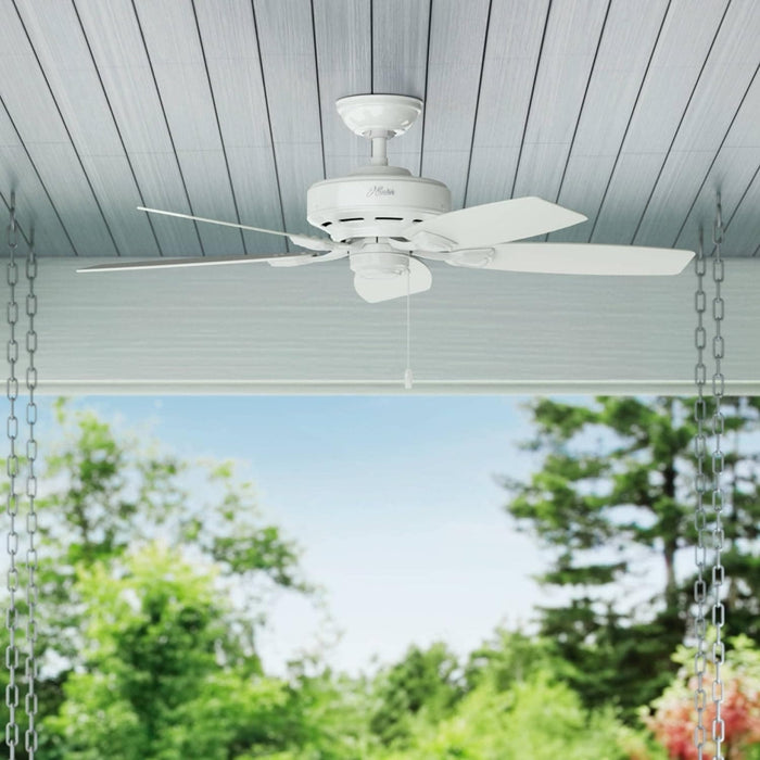 48 in. White Indoor Outdoor Ceiling Fans with Pull Chain, Exterior Ceiling Fans, Hugger Ceiling Fans-3-ErisView