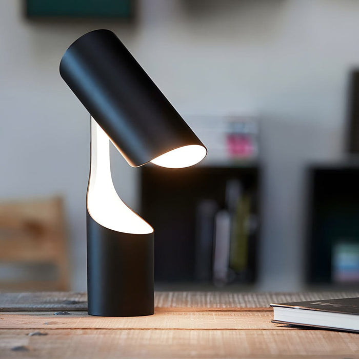 Nordic Black Adjustable LED Table Lamp Cylinder Metal Desk Night Light