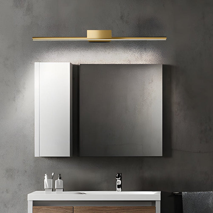 Modern 1-Light Brushed Brass Linear LED Vanity Light Bar for Bathroom. Natural Light
