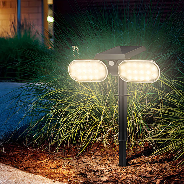 2 - Head Modern Black Solar LED Spotlight with Motion Sensor. Rotatable