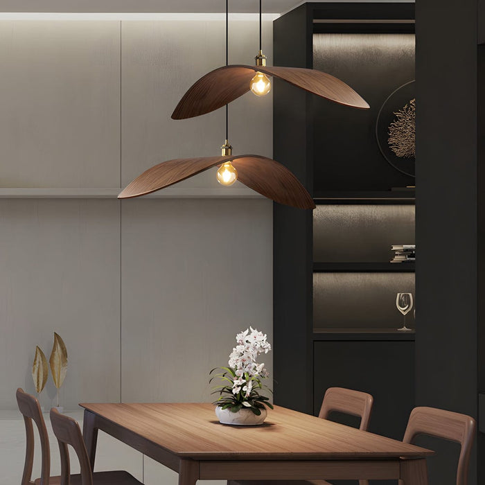 Wabi-Sabi Creative Walnut Wood Leaf Hardware Retro Minimalist Chandelier