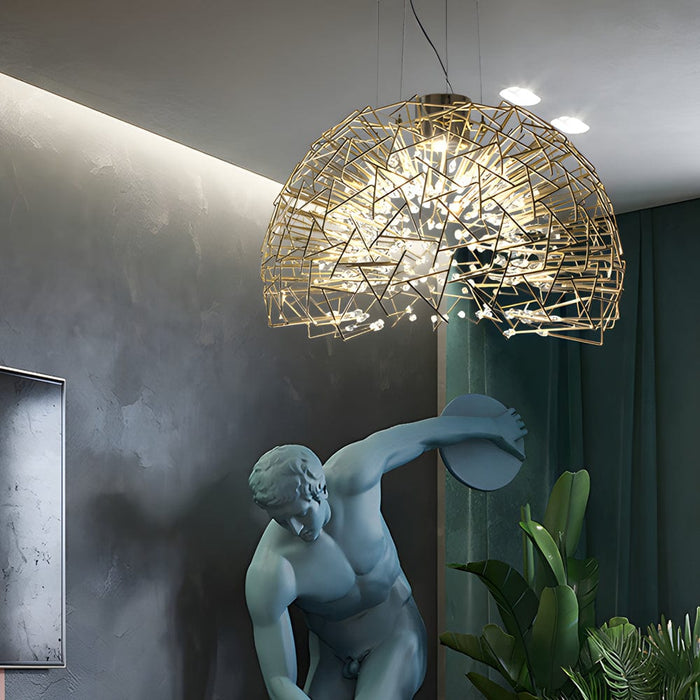 Metal Crystal Semicircular Sphere Stars Sparkle Post-Modern Chandelier