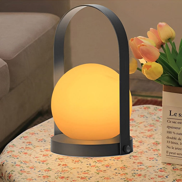 Portable Round Ball USB Rechargeable LED RGB Rotatable Table Lamp with Remote