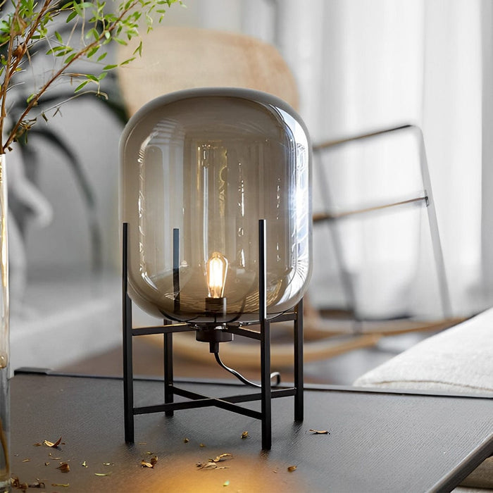 Industrial Iron Column Oda Floor Lamp With Hand-blown Clear Glass Shade LED Standing Lamp