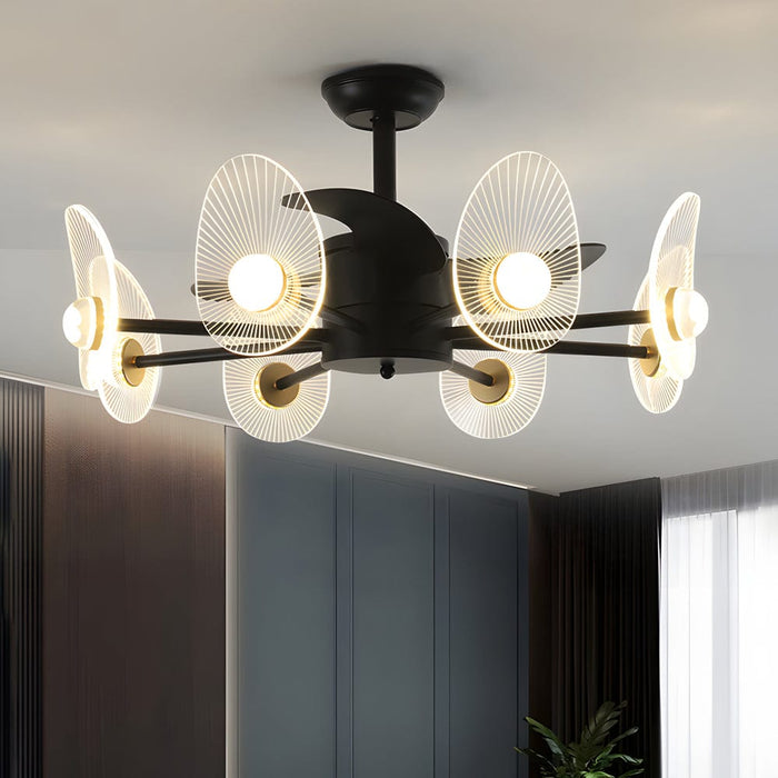 31-In Black Round Acrylic Ceiling Fan with Light and Remote. 3 Blades