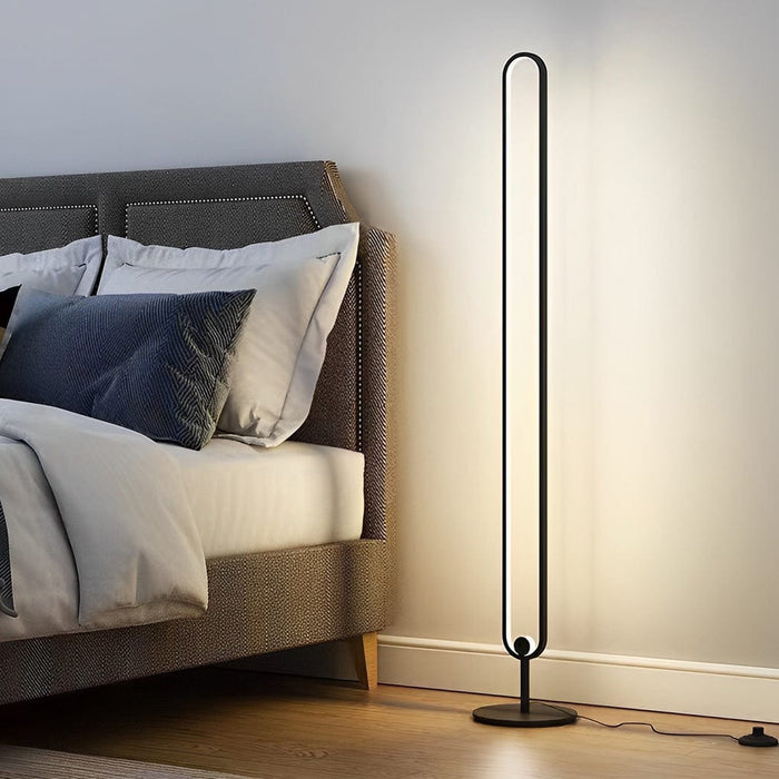 Aluminum Minimalist Strip Oval U-shaped Floor Lamp Integrated LED Standing Lamp
