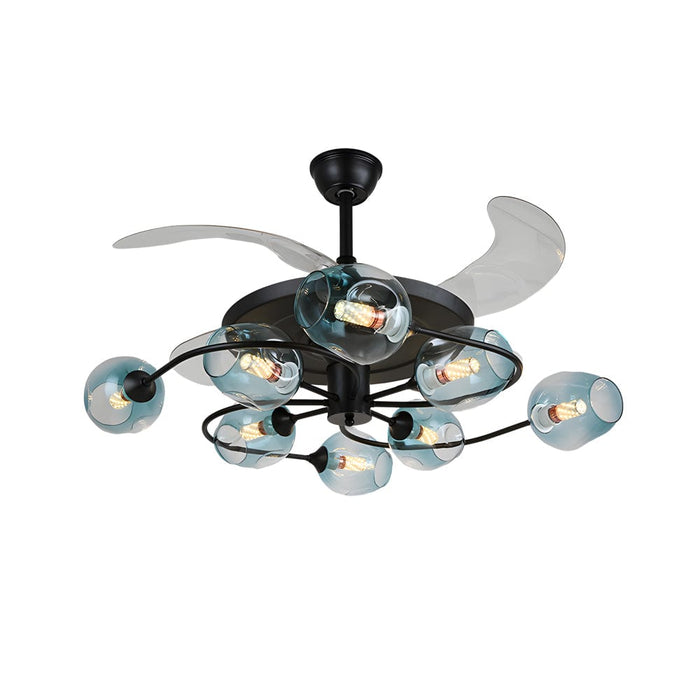 41-in 4 Blades Ceiling Fan Lights with 6/8-Light Glass Shades. Remote Control
