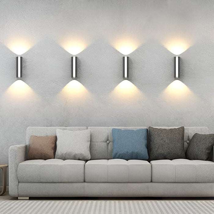 Rectangular Led Up and Down Lights Waterproof Black Modern Wall Lamp