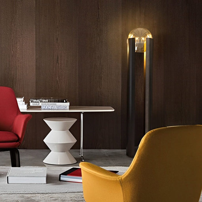Dia 9.8'' Column Novelty Softwing Table Lamp with Amber Glass Ball shade