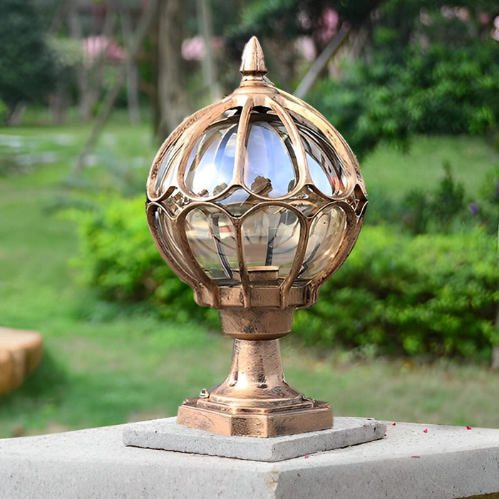 Vintage Ball Waterproof Aluminum European Outdoor Fence Post Lights