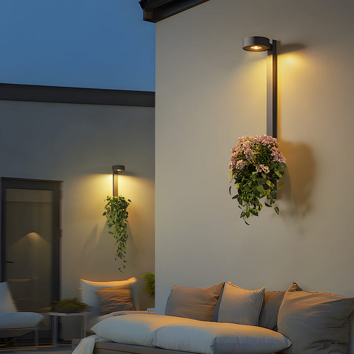 Waterproof Decor LED Solar Wall Lights with Flowerpot Outdoor Wall Lamp