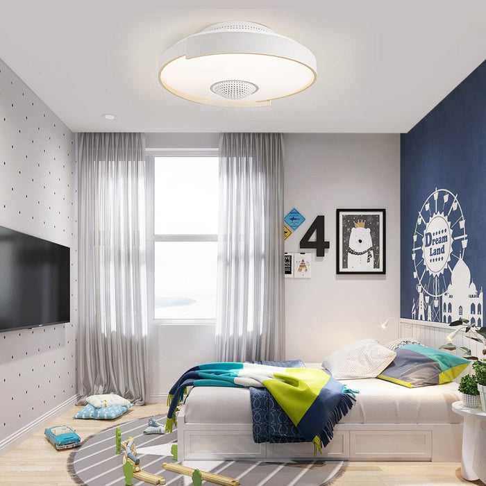 Modern 6-Speed Bladeless Ceiling Fan with Dimmable LED Light  - Round