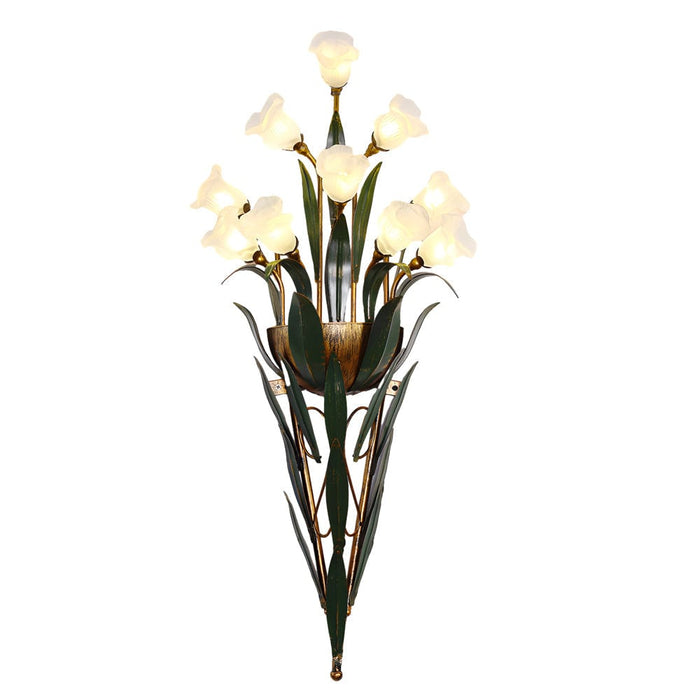 Bouquet Flowers Leaves 3 Step Dimming Pastoral American Style Wall Lamp